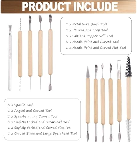 LINPHCEY 11-Piece Clay Sculpting Tools Set Perfect for Polymer Air Dry Modeling Clay Beginners & Professionals Ideal for DIY Pottery & Ceramics Tools for Clay Sculpey Sculpting & Crafting - Image 4