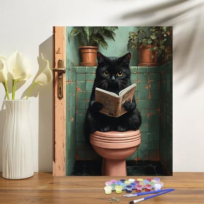 obterie Black Cat Paint by Numbers Kit for Adults Beginner Animals Oil Painting Kit Adult Paint by Number Kits on Canvas DIY Painting for Beginners Art by Numbers for Gifts Home Wall Decor 16x20 Inch - Image 2
