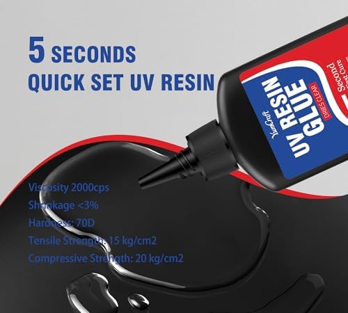 UV Resin Kit with Light, 60g UV Glue with Rechargeable Light, 5 Second Fast Cure UV Glue Adhesive, Clear Repair Kit for Welding Resin, Jewelry Bonding, Plastic, Glass, Acrylic, Craft Decoration - Image 3