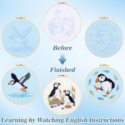 Mindsoft 3 Set Needlepoint Kit for Beginners with Hoop,Sea Bird - Image 5