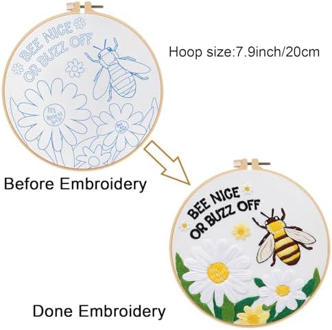 Louise Maelys Bee Embroidery Kit Funny Daisy Quote DIY Craft - Image 3
