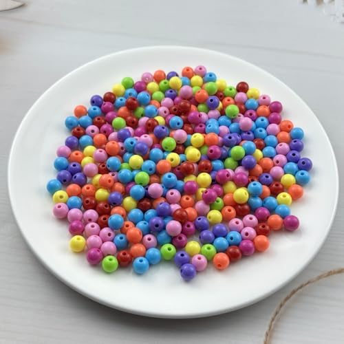 300pcs Acrylic Round Beads for Crafts 8mm Resin Candy Color Spacer Beads with Hole for Jewelry Making Sewing Crafts Decoration Necklaces Bracelets Earrings Supplies(Dark Mix Colors) - Image 2