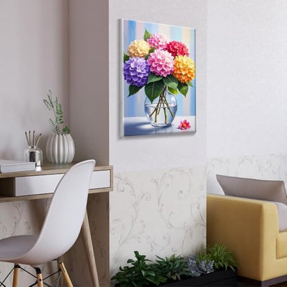 ATDMS Paint by Numbers Kit for Adults Flowers Paint by Number with Frame Hydrangea Paint by Number with Easel DIY Floral Oil Painting by Numbers for Gift Home Wall Decor 8x12 Inch - Image 6