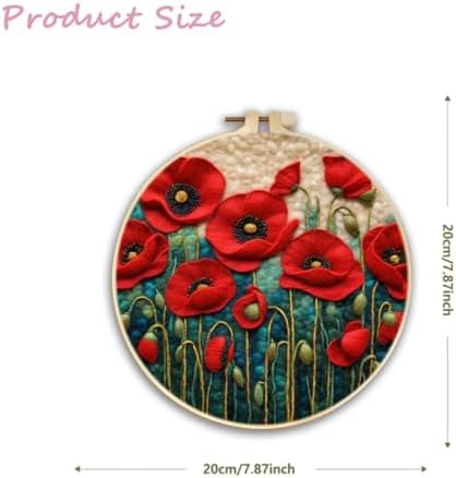 CaptainCrafts Needle Felting Kit for Adults Bright Poppy Flowers Pattern - Image 2