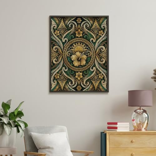 Bozfoxa Paint by Numbers Kit for Adults Beginner Green Ornate Flower - Image 4