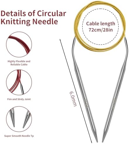 Soosui 9.0 mm Circular Knitting Needles US13, 47 inches/120 cm 3.5 mm, - Image 5