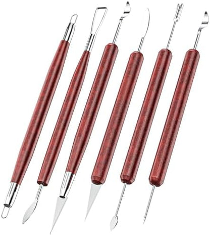 Clay Tools Sculpting, Double-Sided Polymer Carving Tools Kit, Wood Ceramic Tool Set for Pottery, Air Dry Clay, Polymer Clay, Sculpting, Modeling, Pumpkin Carving and Supplies by UUSYCUN