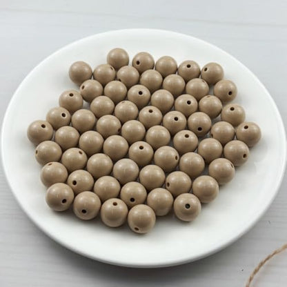 60pcs Acrylic Round Beads for Crafts 14mm Resin Candy Color Spacer Beads with Hole for Jewelry Making Sewing Crafts Decoration Necklaces Bracelets Earrings Supplies(Light Brown) - Image 2