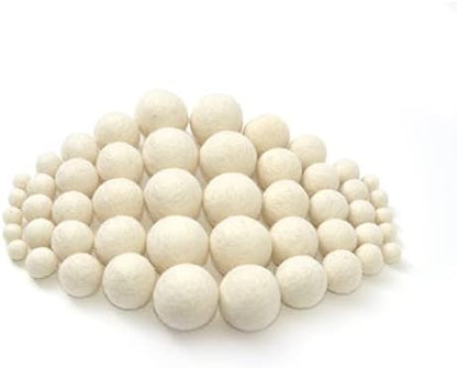 Glaciart One Wool Felt Balls, Felt Ball (50 Pieces) Mixed Sizes from 1 to 3 Centimeters, Handmade Felted Pure White Color - Bulk Small Puff for Felting and Garland by GlaciartOne