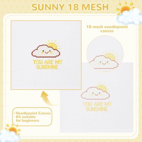Ansberta 14Pcs Sunshine 18 Mesh Needlepoint Canvas Kit for Beginners Adults - Image 3