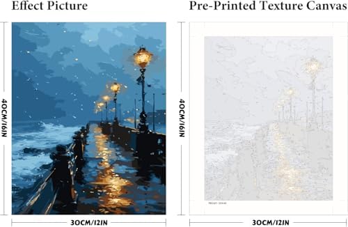 XSJDBYYQ Paint by Numbers Kit for Adults Beginner,Harbor Oil Painting Kit Adult Paint by Number Kits on Canvas, Paint by Easy Acrylic Painting Home Wall Decor 12x16 Inch - Image 3