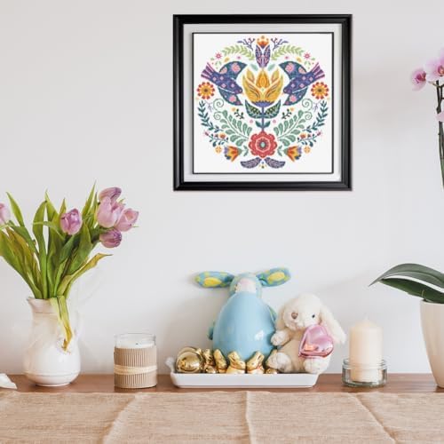 FREEBLOSS 11CT Cross Stitch Kits Scandinavian Folk Art Design 17.7"x17.7" - Image 7
