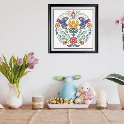 FREEBLOSS 11CT Cross Stitch Kits Scandinavian Folk Art Design 17.7"x17.7" - Image 7