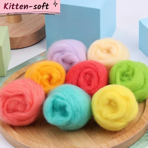 Catopia Wool Roving Yarn, 100G/3.53OZ Soft Felting Wool Pure Chunky Roving Yarn Bulk for Needle Felting Knitting Blanket Spinning Weaving DIY Craft,Grass grenn - Image 4