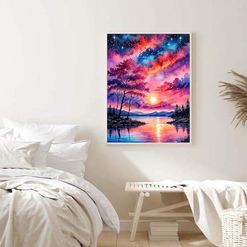 Alptiny Paint by Numbers Kit for Adults Beginner, Sunset Lake Landscape Paint by Number Kits on Canvas, Scenic DIY Oil Painting Kit for Home Decor & Gift, 16x20 Inch - Image 4