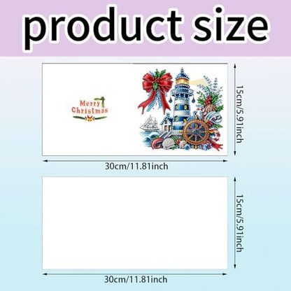12Pcs Xmas Lighthouse DIY Diamond Art Painting Greeting Card Kit with Envelopes Diamond Art Painting Greeting Cards Handmade Craft Gem dots for Christmas Xmas Holiday Gifts - Image 7