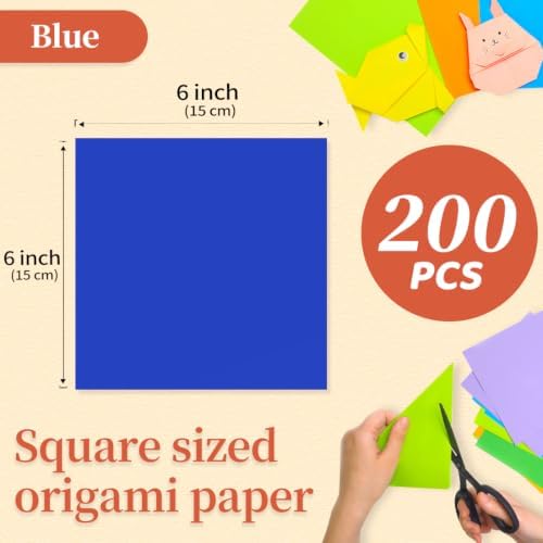 IOOLEEM Navy Blue Origami Paper, 200 Sheets, 6 Inch Square, Double Sided Colored Paper for DIY Crafts - Image 2