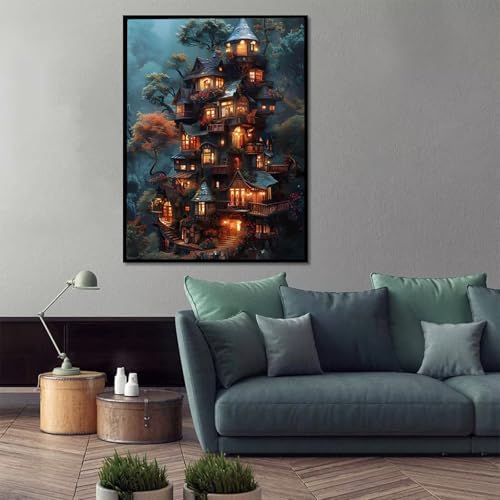Tree House Paint by Numbers Kit for Adults Plant Paint by Numbers on Canvas, DIY Acrylic Oil Painting Kits for Adults Beginners with Brushes, Hobbies for Women for Home Wall Decor Gifts 20x26 in 0-64 - Image 2