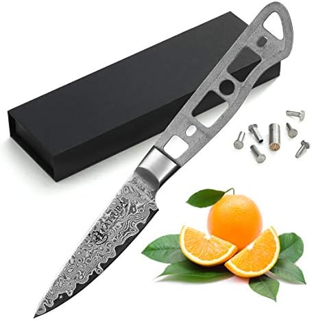 KATSURA Woodworking Project Kit – Paring Knife Blank – 3.5 Inch – Japanese Premium AUS 10, 67 Layers Damascus Steel by KatsuraCutlery