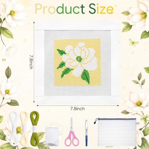XunYee 12 Pcs Magnolia 18 Mesh Needlepoint Canvas Kit for Beginner - Image 3