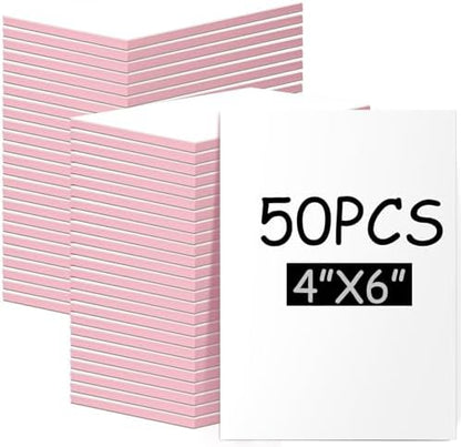 Frienda 50 Pack Rubber Carving Blocks 4 x 6 Inch, Rubber Stamp Carving Blocks for Printmaking, Printing, DIY Craft Project, Soft Block Stamp for Beginners and Professional (White & Pink) by Frienda