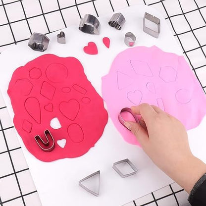 60 Pcs Clay Tools Set,Polymer Clay Earring Making Kit, 51 Shapes Stainless Steel Clay Cutters with 8 Circle Shape Cutters 1 Clay Letter Stamp Jewelry Making Sculpting Clay (60Pcs) - Image 5