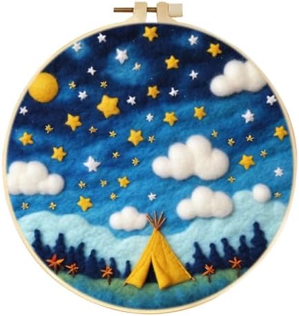 CaptainCrafts Needle Felting Kit for Adults Stars Clouds Landscape Pattern by CaptainCrafts