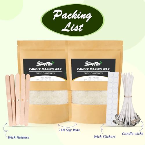Blingfun Candle Making Kit for Beginners, Soy Wax Candle Making Supplies with Natural Soy Wax, Essential Oils, Color Dye, Melting Pitcher & Wick Set, DIY Home Craft Gift for Adults & Women - Image 2