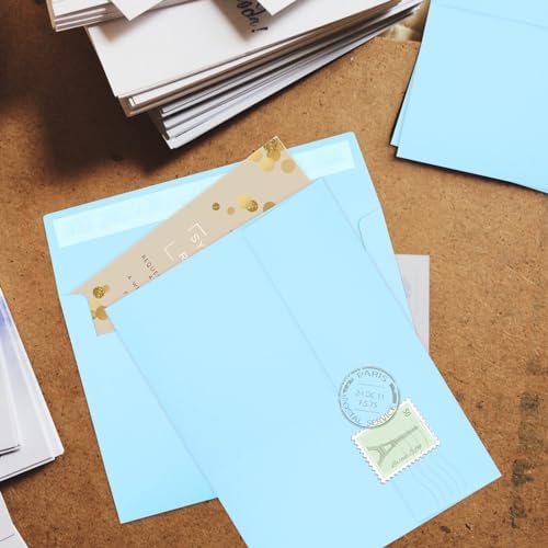 50 Packs Blue 5x7 Envelopes, Blue Envelopes 5x7, A7 Invitation Envelopes Self Seal for Weddings, Invitations, Photos, Greeting Cards, Mailing - Image 6
