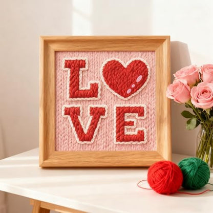 INFUNLY Red Love Punch Needle Kit Passionate Love DIY Embroidery Punch Needle Set for Adults Square 9.4" Punches Stitching Starter Kits with Easy to Follow Instructions Yarns Festival Gift Home Decor - Image 6