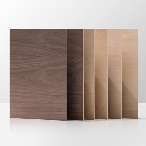 Rowood 6 Pack Plywood 1/8,2 Pack Walnut+2 Pack Basswood+Double Pack Birch,12x16.5x1/8inch,Thin 3mm Unfinished Plywood for Laser Cutting & Engraving,DIY Adult Craft Kits for Models Drawing,Wood Burning by RowoodAssembleArtDecorateLife