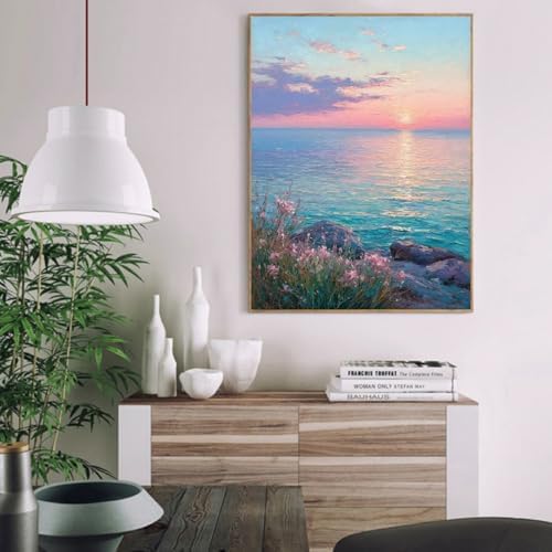 Mrnsiet Paint by Number for Adults Beginners, Easy Lake Paint by Numbers Kits on Canvas, Sunset Oil Painting Kits Adults' Paint-by-Number Kits for Home Wall Decor 16x20 Inch - Image 2