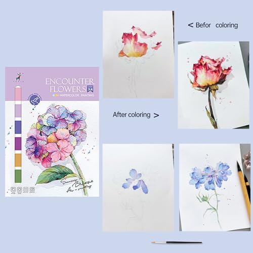 Watercolor Coloring Workbook for Adults Water Colors Paint Adult Set - Image 7