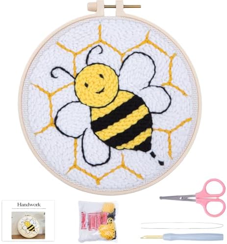 Louise Maelys Punch Needle Kit for Beginners with Bee Pattern DIY Craft by LouiseMaelys