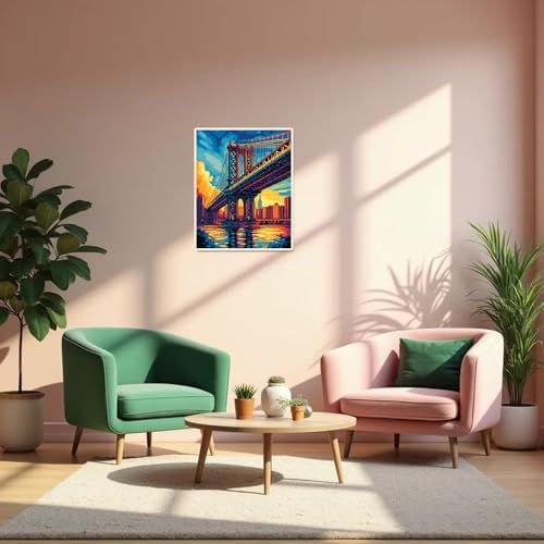 Manhattan Bridge Paint by Numbers Kit for Adults Beginner Sunset Oil Painting Kit Adult Paint by Number Kits on Canvas DIY Painting for Beginners Art by Numbers for Gifts Home Wall Decor 16x20 Inch﻿ - Image 5
