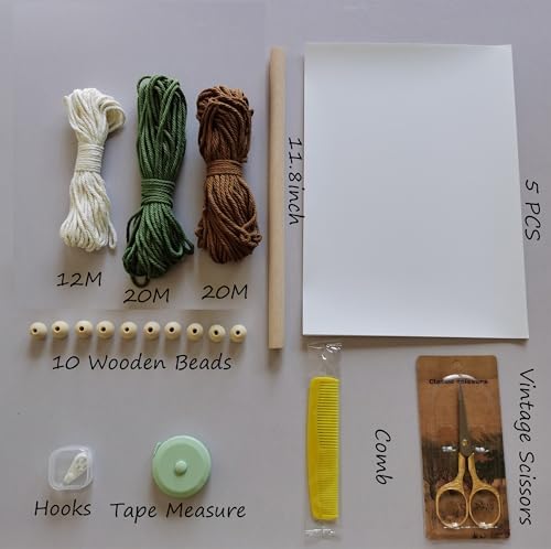 Jditngp DIY Macrame Leaf Wall Hanging Beginners Boho Wall Leaf Tapestry Kit Handmade Woven Tapestry Feather Wall Hanging DIY Macrame Kit for Adults Birthday Gift DIY Craft Kits 11.8" (Green,Brown) - Image 2