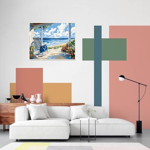 Beach Paint by Numbers Kit for Adults Beginner Landscape Oil Painting Kit Adult Paint by Number Kits on Canvas Ocean DIY Painting for Beginners Art by Numbers for Gifts Home Wall Decor 16x20 Inch - Image 4