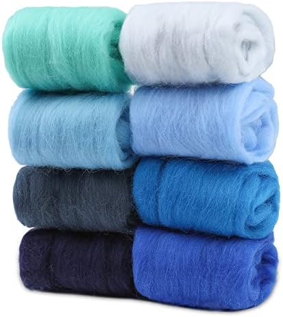 Wonvoc Needle Felting Wool 80 g, 8 Colors Wool Roving for Needle Felting by wonvoc