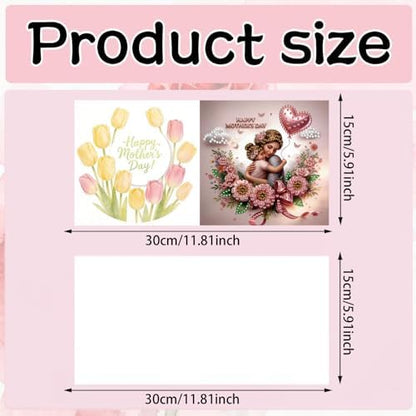 6Pcs Greeting Card DIY Diamond Art Painting Greeting Cards Special Shaped Holiday Blessing Folding Card Kit with Envelopes Arts Crafts for Birthday Festival-Mother02 - Image 5