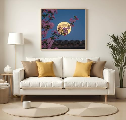 DOTSTART Paint by Numbers Kit for Adults, Moon and Flower Canvas Adult Paint by Number Kits, Acrylic Paint by Number Canvas for Adult Beginners, Home Wall Art Decor, 15.74X15.74 inch - Image 4