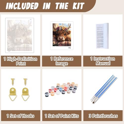 XTCIXAL Paint by Numbers Kit for Adults, Cow, 16X20 Inch - Image 5
