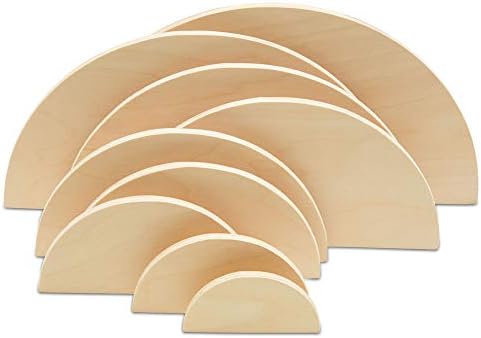 Round Wood Stacker Semicircles, 5 Sets of 10 Wooden Half Circle Cutouts for Handmade Play, Crafting, and Stacker Blocks, by Woodpeckers by Woodpeckers