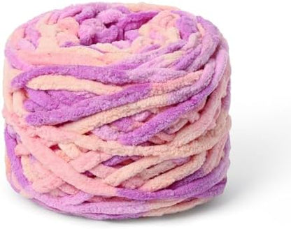 Plush Chenille Chunky Yarn 100g (49.2yd) - Fluffy Velvet Yarn Crochet for Blanket Knitting and Crocheting - Baby Yarns for Crocheting Soft - Amigurumi Yarns (Pink Purple) by OMoiut