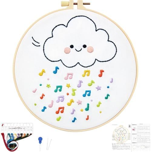 Crafmanoe Cute Embroidery Kits for Beginners Adults, Hand Embroidery Starter Kits, Stamped Cross Stitch Kits for Beginner Adult Craft Kits for Women, Entire Set of Embroidery Supplies & Video Tutorial by Unknown