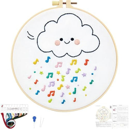 Crafmanoe Cute Embroidery Kits for Beginners Adults, Hand Embroidery Starter Kits, Stamped Cross Stitch Kits for Beginner Adult Craft Kits for Women, Entire Set of Embroidery Supplies & Video Tutorial by Unknown