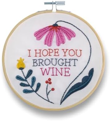 FUNATIC I Hope You Brought Wine Funny Embroidery Kit for Adults by FUNATIC