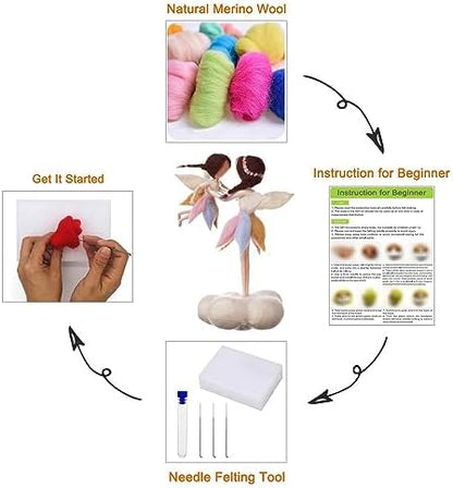 Fairy Needle Felting Kit 6INCH and 4INCH Friendly Instruction DIY Craft Kit for Beginners - Image 2
