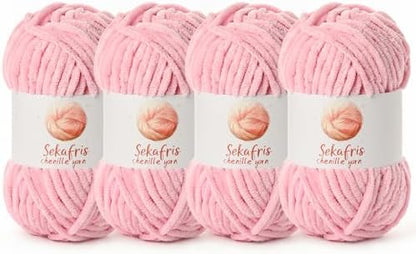 Chenille Yarn for Crocheting Size 5 Bulky Yarn 4 Peach Pink by Sekafris