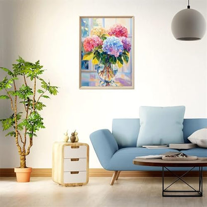 bestact Framed Hydrangea Paint by Numbers Kits for Adults,Flowers Painting by Numbers with Framed for Beginner on Canvas Easy DIY Painting Kits for Home Wall Decoration and Gifts,8x12INCH (Flower3) - Image 5