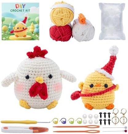EOKPHULL Crochet Kit for Beginners, Easy DIY Crochet & Knitting Kit for Adults with Step-by-Step Video Tutorials, Yarns, Stuffing, Crochet Hook and Accessories, Crochet Craft Set by Unknown